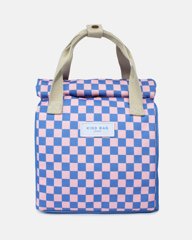 Lunch Bag | Checkerboard Blue and Pink