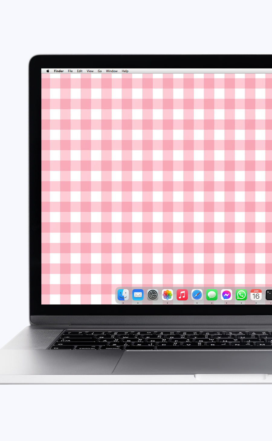 Gingham Bubblegum Pink  | Digital Laptop Wallpaper