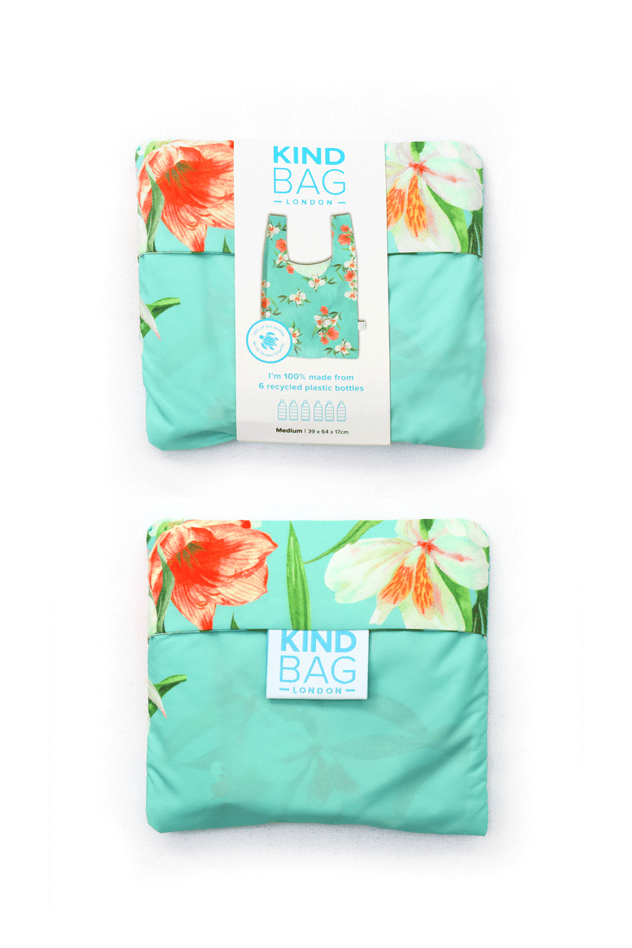 Kind Bag Floral Blue Reusable Bag Pouch