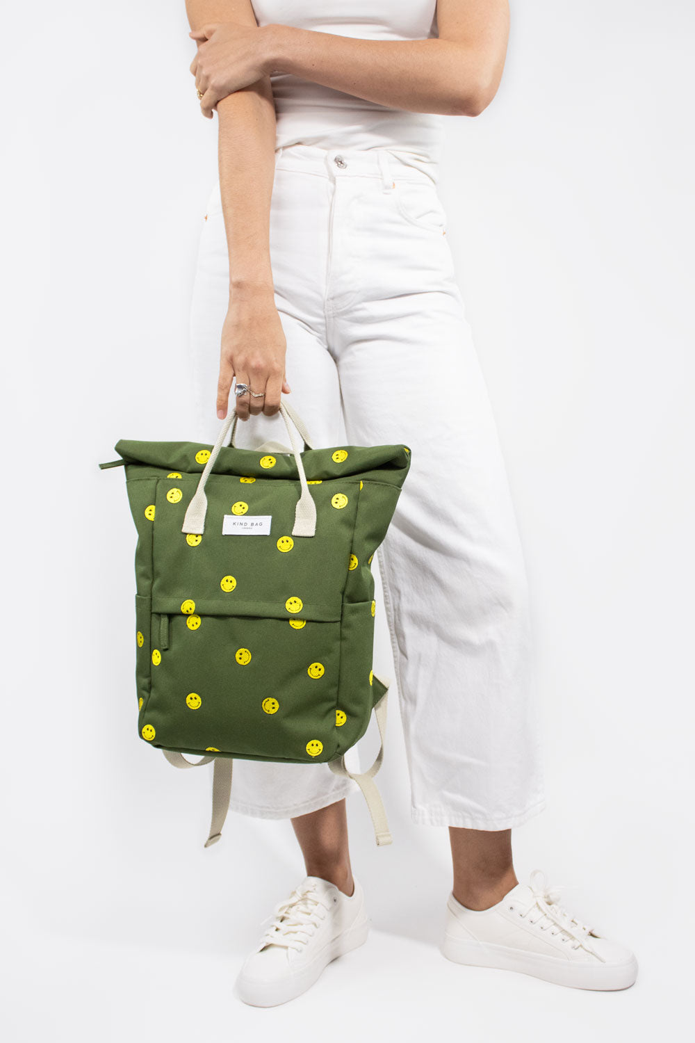 Smiles Khaki | Embroidered Hackney Backpack | Medium