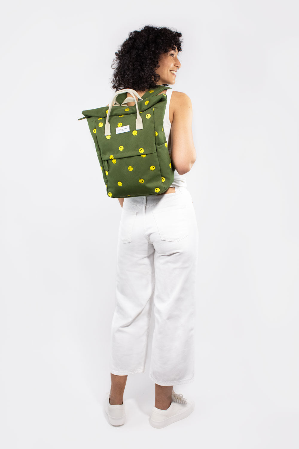 Smiles Khaki | Embroidered Hackney Backpack | Medium