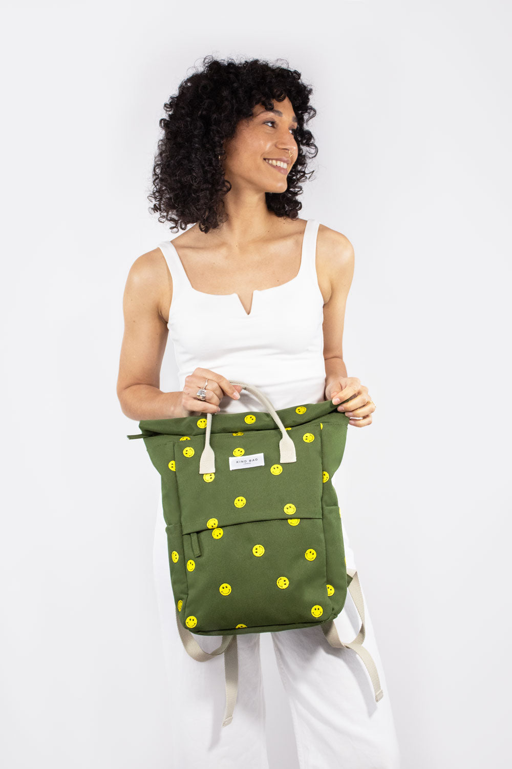 Smiles Khaki | Embroidered Hackney Backpack | Medium