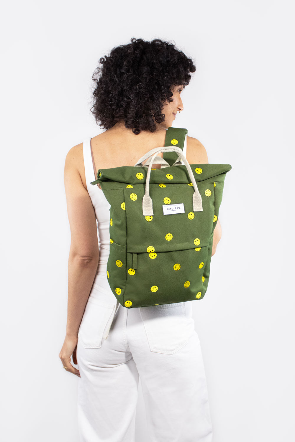 Smiles Khaki | Embroidered Hackney Backpack | Medium