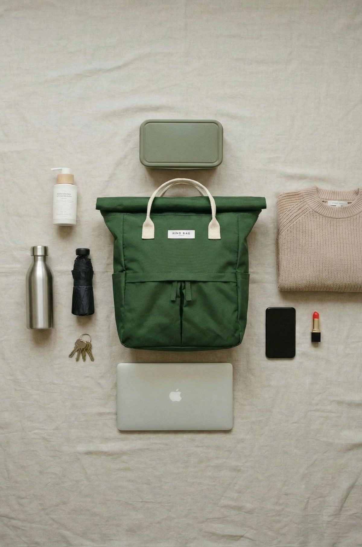 Hackney 2.0 Backpack | Khaki | Roll-Top Laptop Medium Backpack