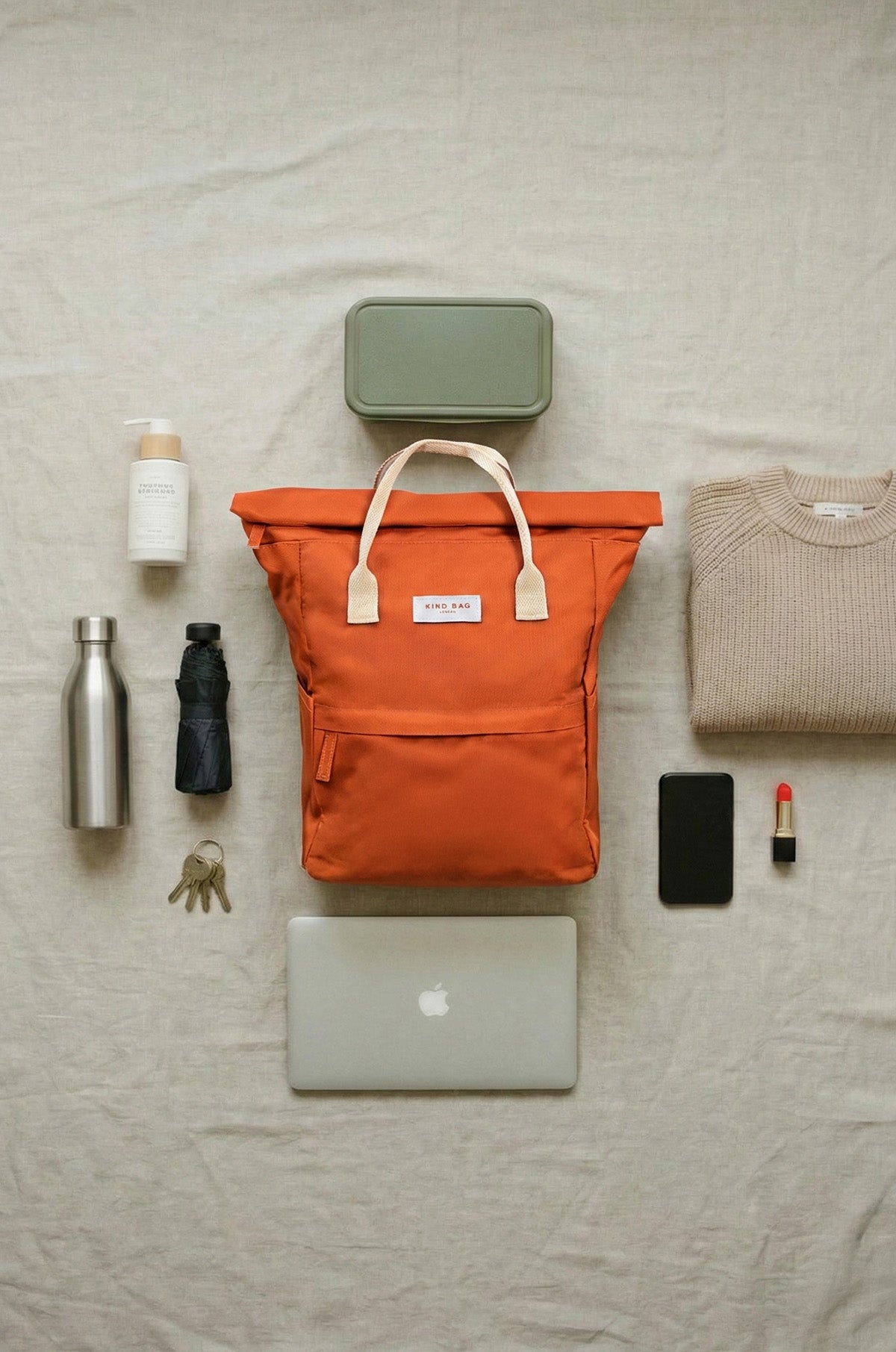 Hackney Backpack | Burnt Orange | Roll-Top Laptop Medium Backpack