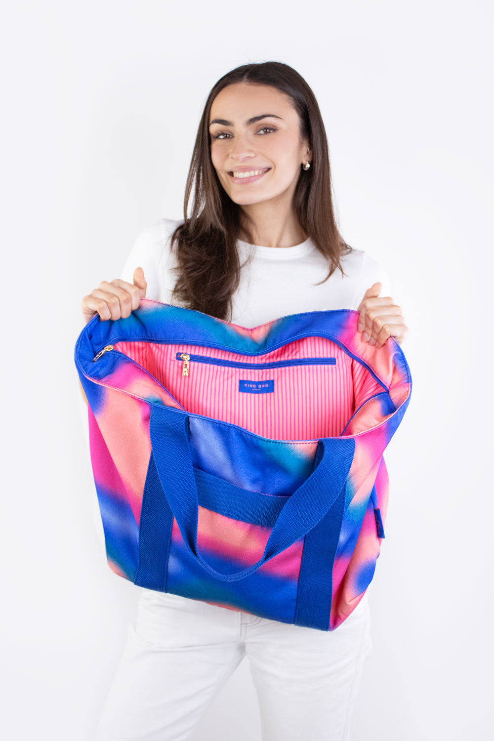 Aurora Blue and Pink | Printed Carryall Tote Bag