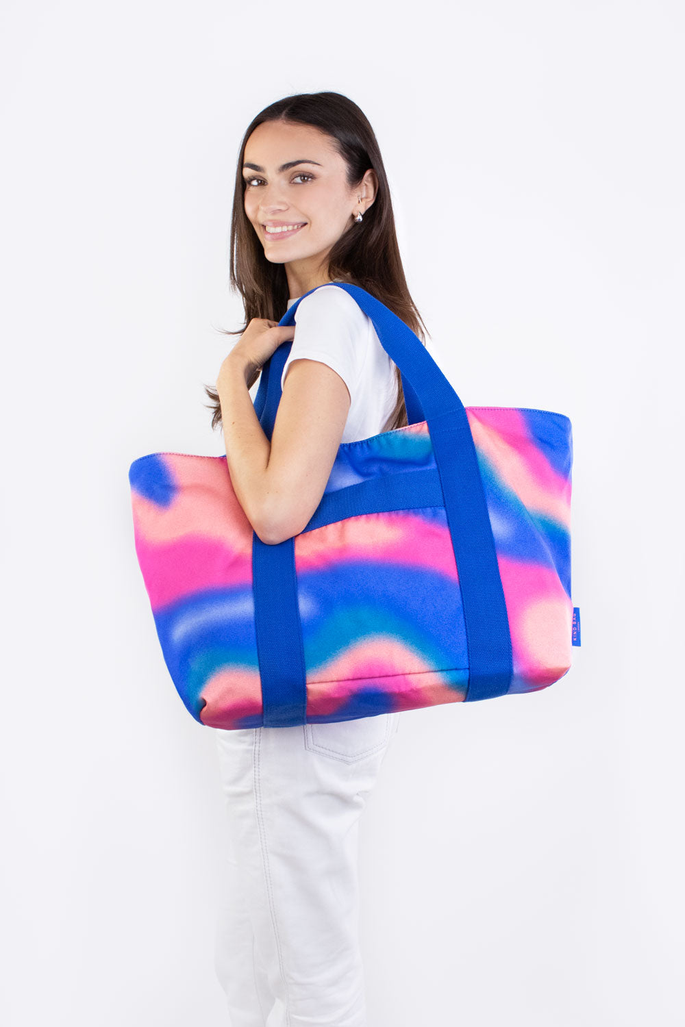 Aurora Blue and Pink | Printed Carryall Tote Bag