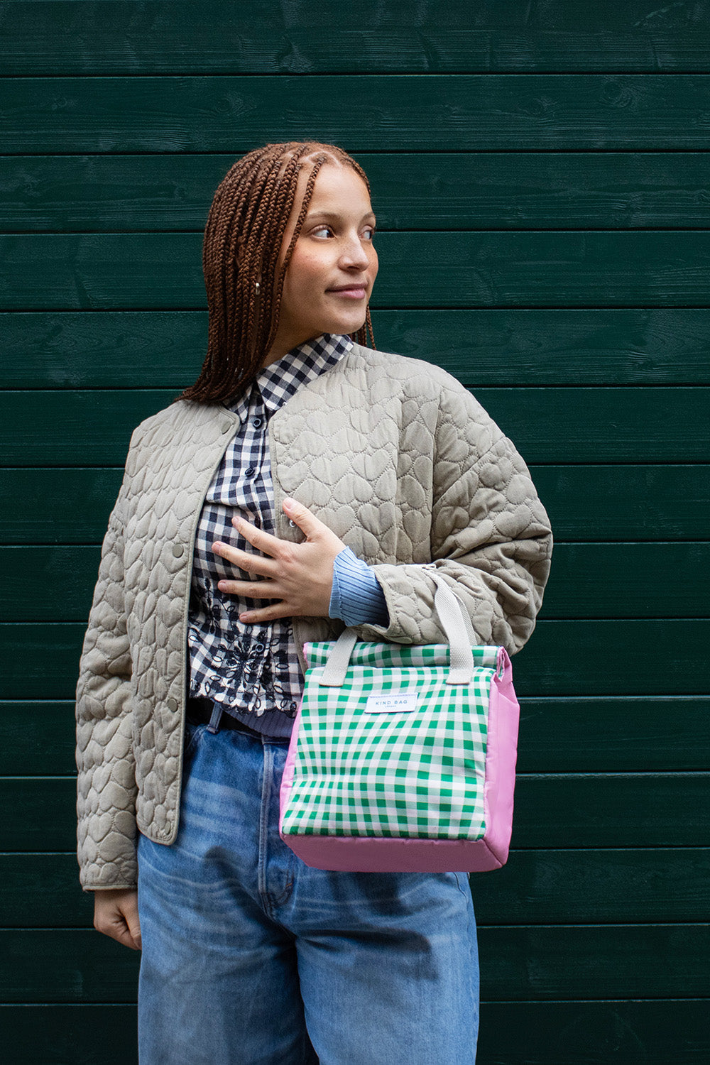 Pre Order - Lunch Bag | Distorted Gingham Green