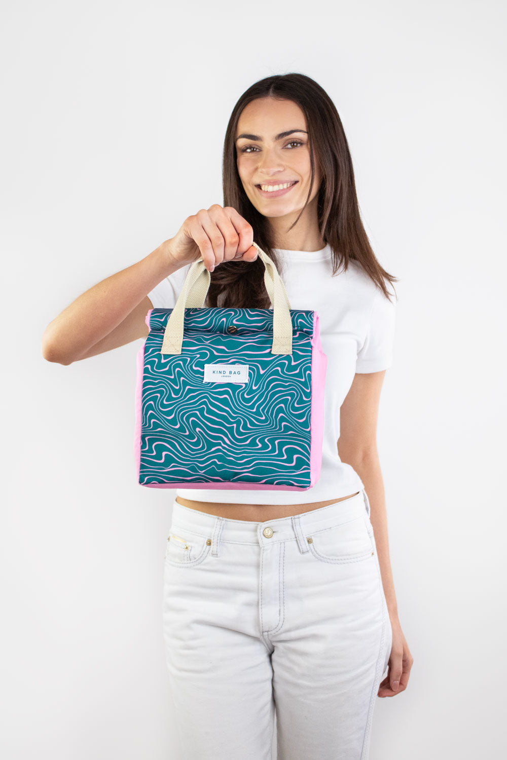Lunch Bag | Contours Green and Pink