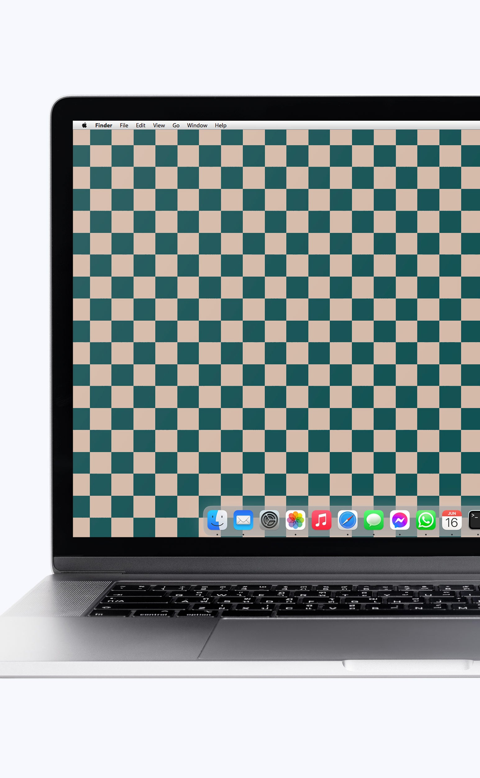 Teal and Beige Checkerboard | Digital Laptop Wallpaper