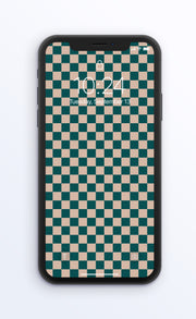 Teal and Beige Checkerboard | Digital Phone Wallpaper