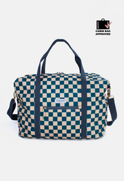 Weekender Carry-On Bag | Checkerboard Teal & Beige