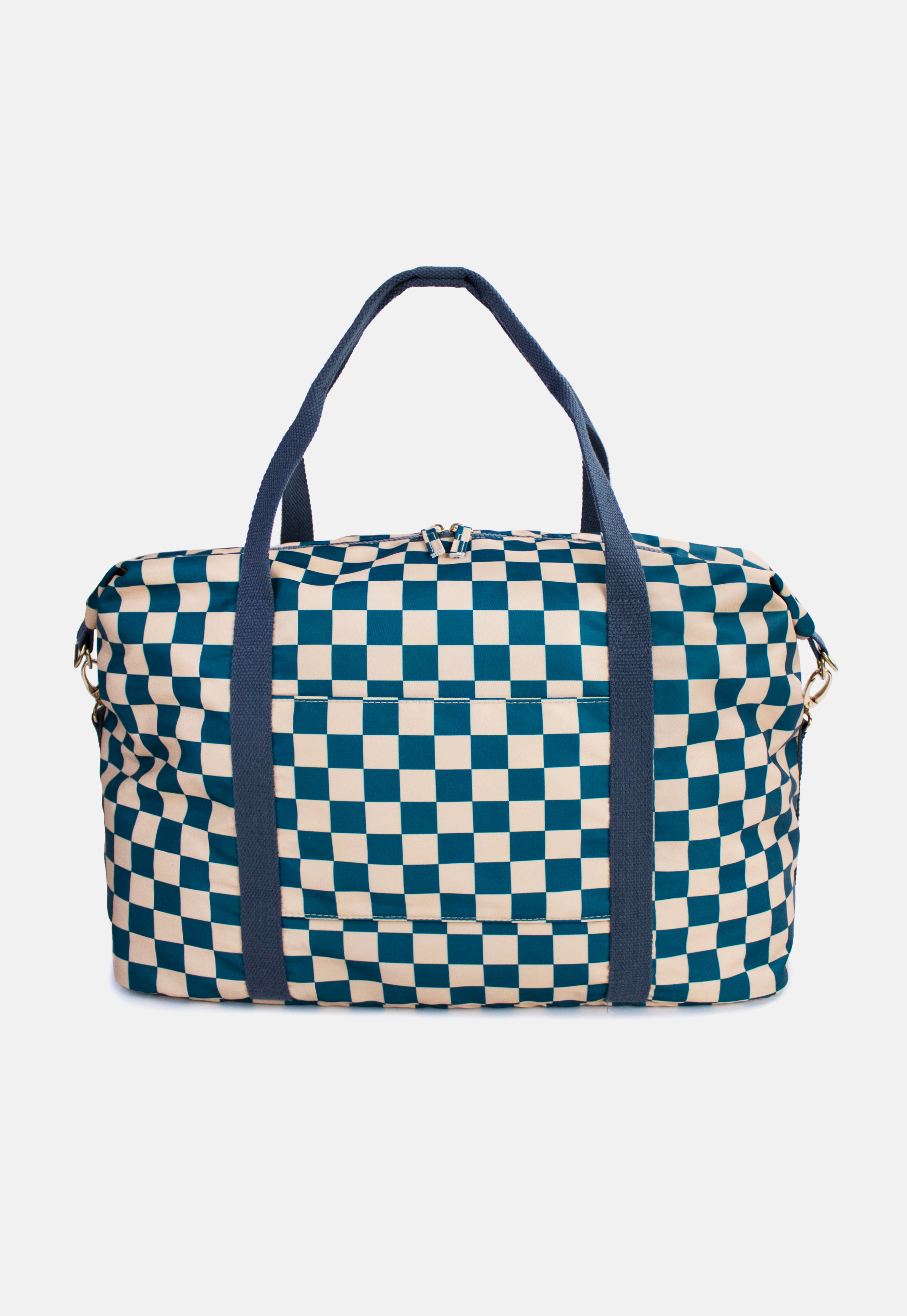 Weekender Carry-On Bag | Checkerboard Teal & Beige