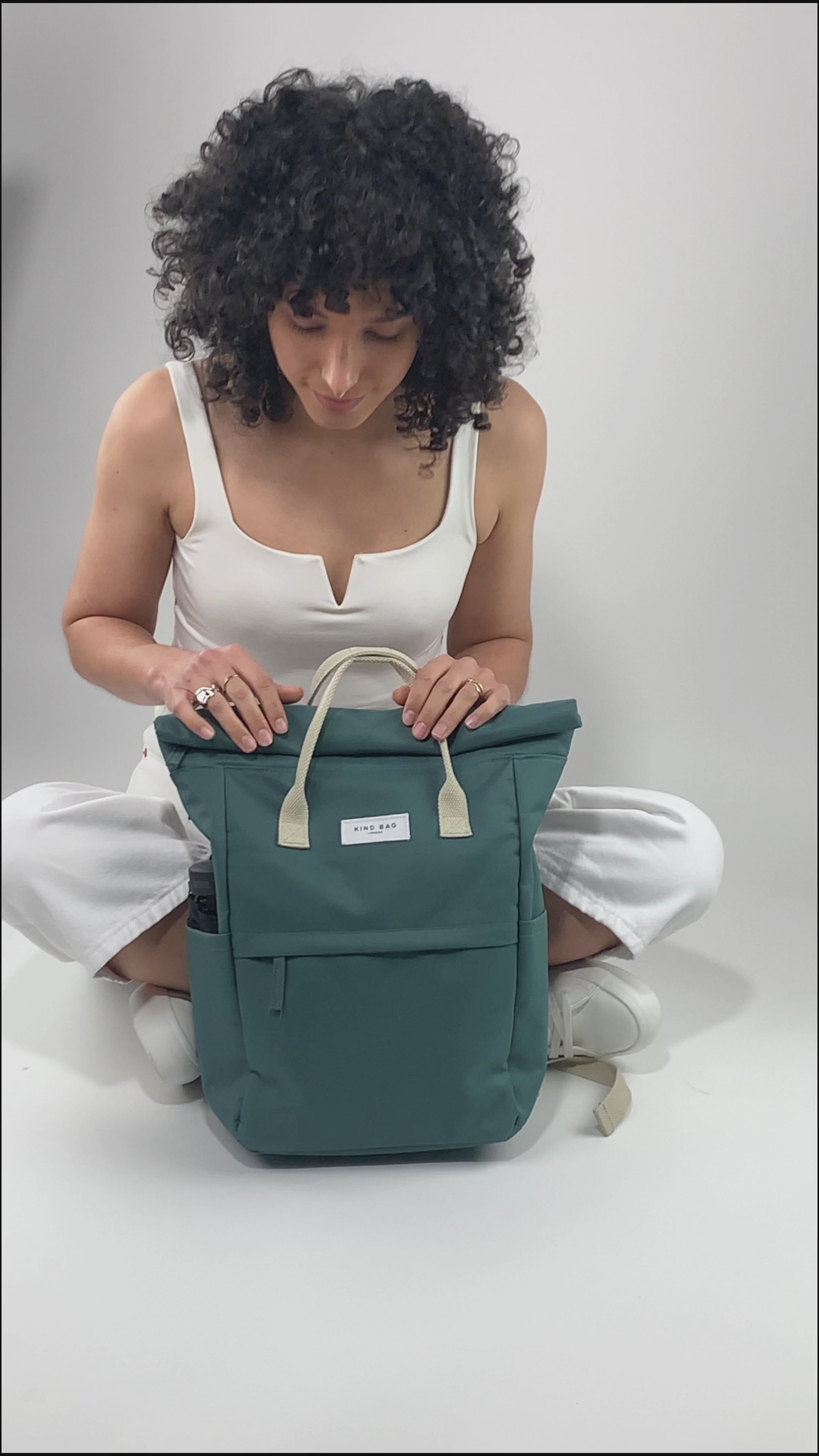 Load video: Smiles Khaki | Embroidered Hackney Backpack | Medium