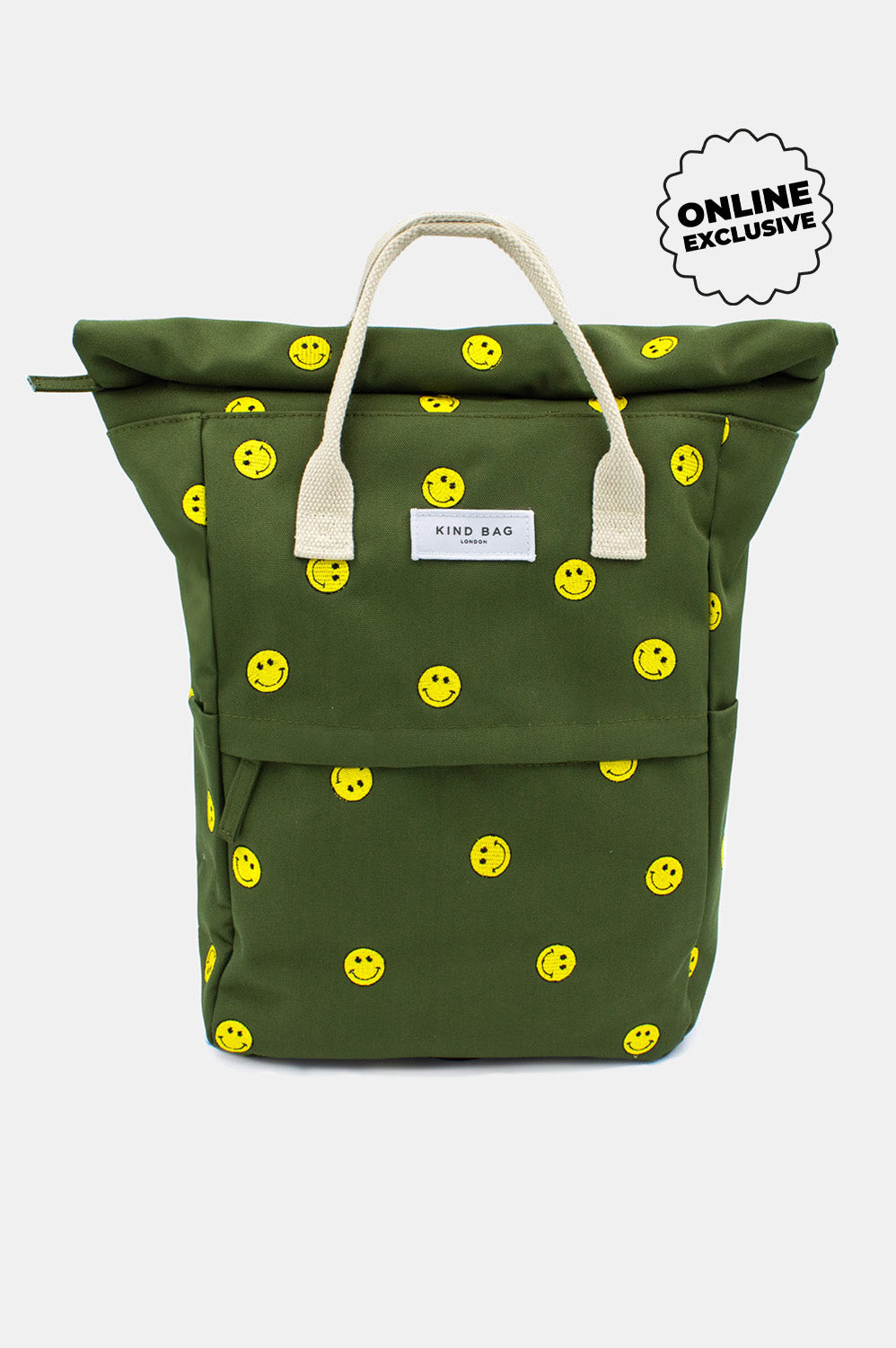 Smiles Khaki | Embroidered Hackney Backpack | Medium
