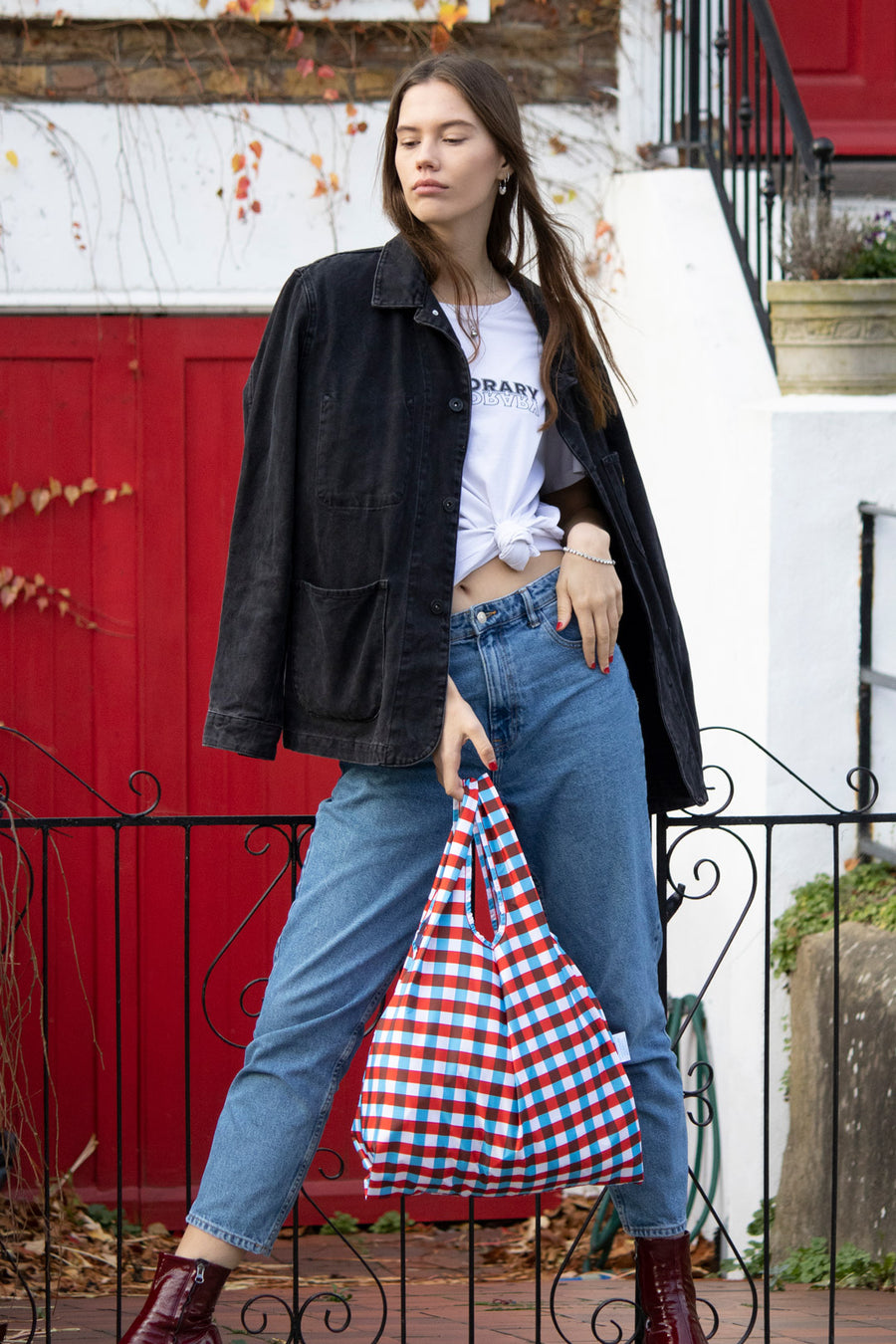 Tricolour Gingham | Medium Reusable Bag
