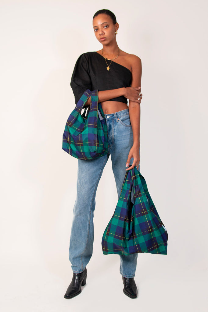 Tartan - Mini & Medium Bundle - 100% recycled reusable bag - kind bag