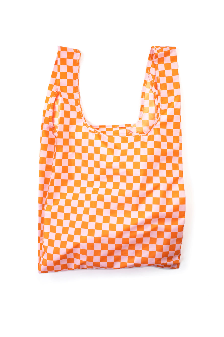 Kind Bag Orange and Pink Checkerboard Medium Reusable Bag Flat View