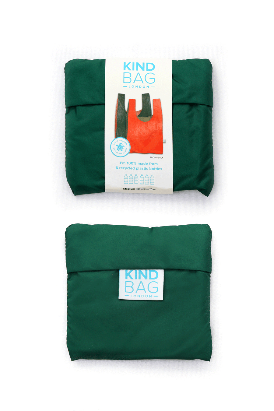 Kind Bag Bi-Colour Orange and Green Reusable Bag Folded in Pouch