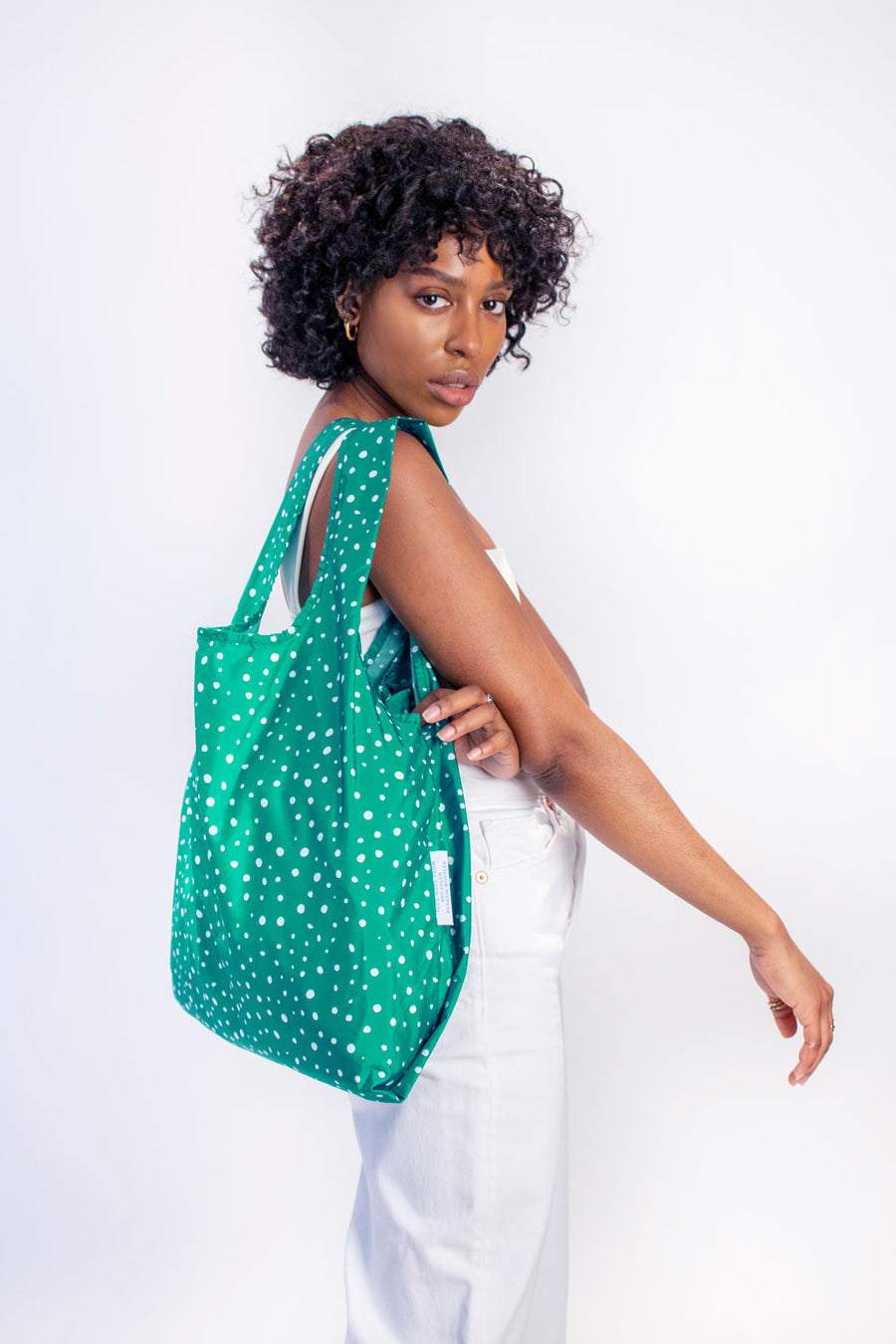 Kind Bag Polkadot Green Medium Reusable Bag